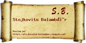 Stojkovits Balambér névjegykártya